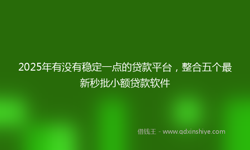 2025年有没有稳定一点的贷款平台，整合五个最新秒批小额贷款软件