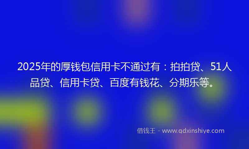 2025年的厚钱包信用卡不通过有：拍拍贷、51人品贷、信用卡贷、百度有钱花、分期乐等。