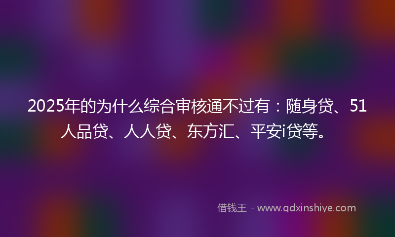 2025年的为什么综合审核通不过有：随身贷、51人品贷、人人贷、东方汇、平安i贷等。
