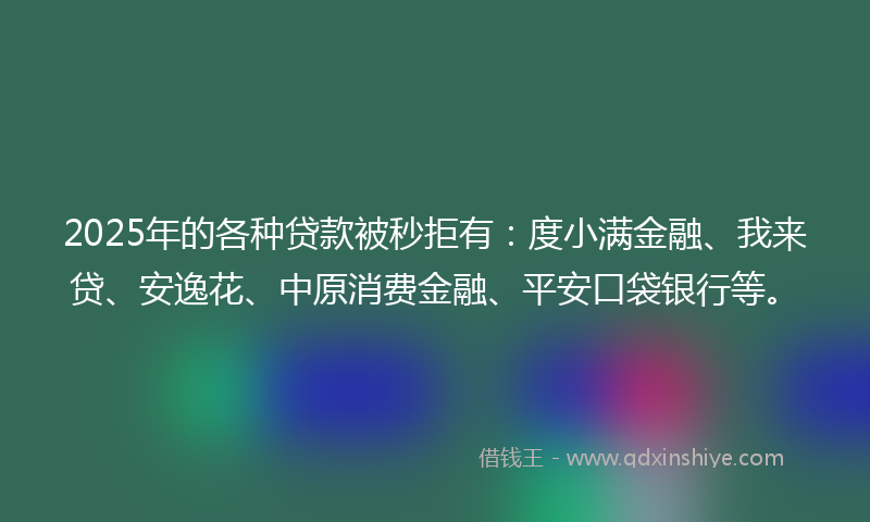 2025年的各种贷款被秒拒有：度小满金融、我来贷、安逸花、中原消费金融、平安口袋银行等。