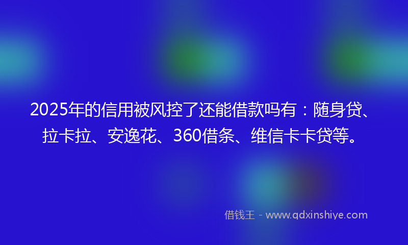 2025年的信用被风控了还能借款吗有：随身贷、拉卡拉、安逸花、360借条、维信卡卡贷等。