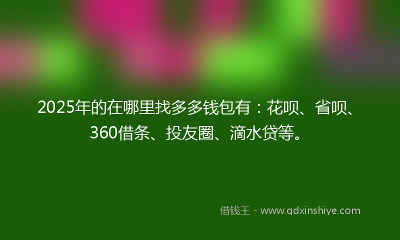 2025年的在哪里找多多钱包有：花呗、省呗、360借条、投友圈、滴水贷等。