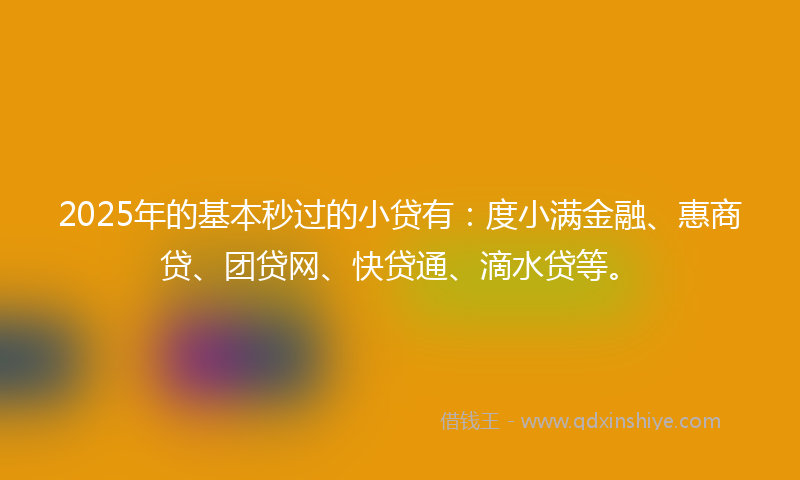 2025年的基本秒过的小贷有：度小满金融、惠商贷、团贷网、快贷通、滴水贷等。