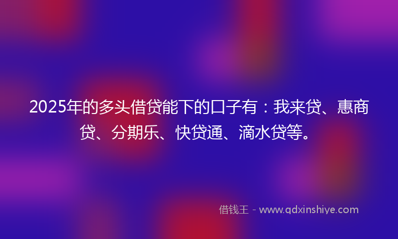 2025年的多头借贷能下的口子有：我来贷、惠商贷、分期乐、快贷通、滴水贷等。