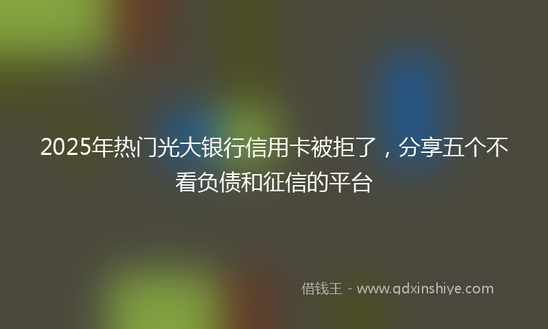 2025年热门光大银行信用卡被拒了，分享五个不看负债和征信的平台