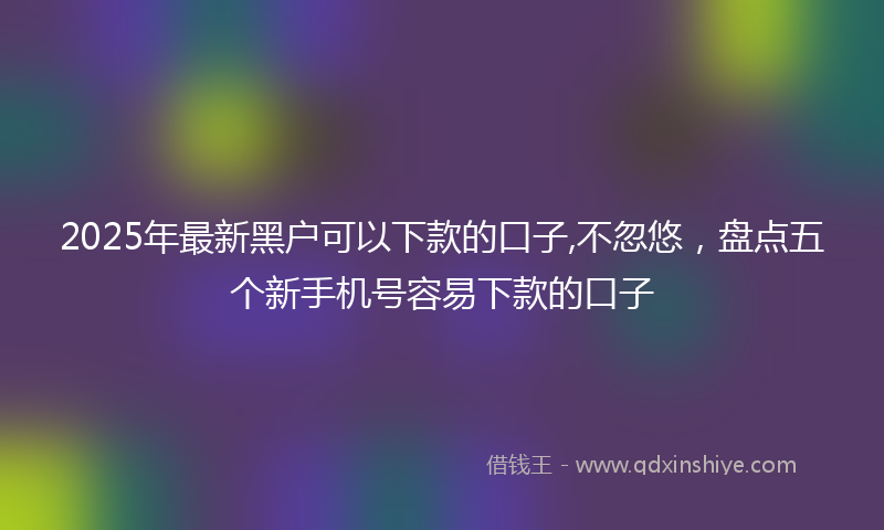 2025年最新黑户可以下款的口子,不忽悠，盘点五个新手机号容易下款的口子