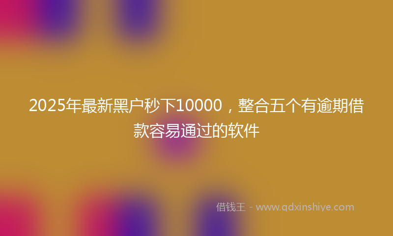 2025年最新黑户秒下10000，整合五个有逾期借款容易通过的软件