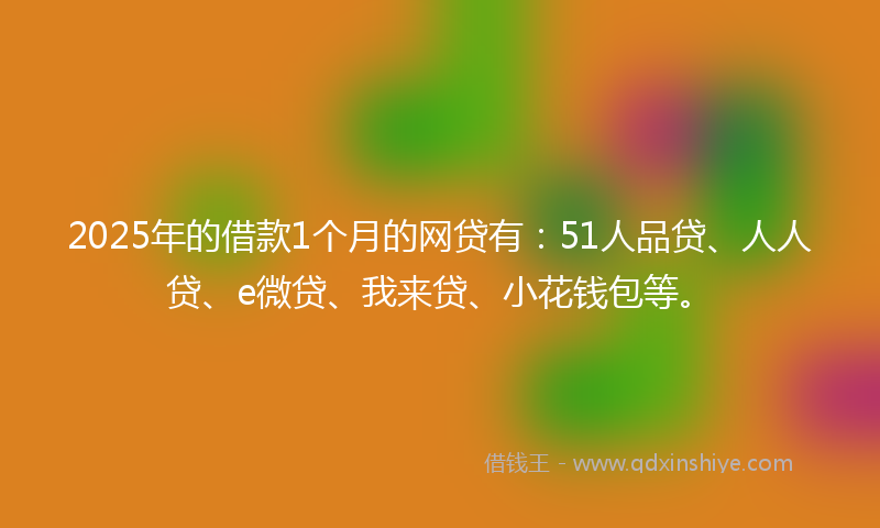 2025年的借款1个月的网贷有:51人品贷、人人贷、e微贷、我来贷、小花钱包等。