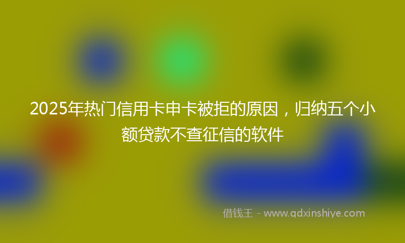 2025年热门信用卡申卡被拒的原因,归纳五个小额贷款不查征信的软件