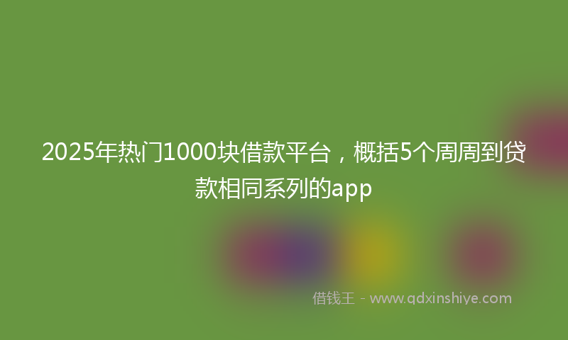 2025年热门1000块借款平台，概括5个周周到贷款相同系列的app