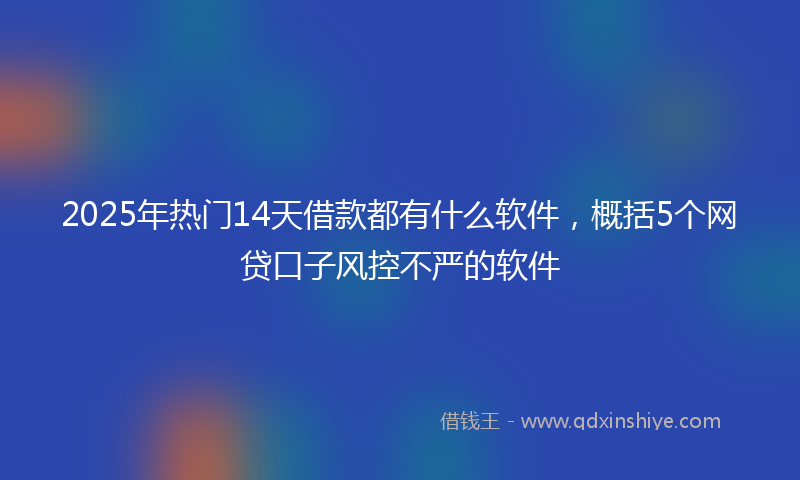 2025年热门14天借款都有什么软件，概括5个网贷口子风控不严的软件
