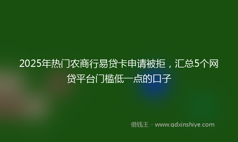 2025年热门农商行易贷卡申请被拒，汇总5个网贷平台门槛低一点的口子