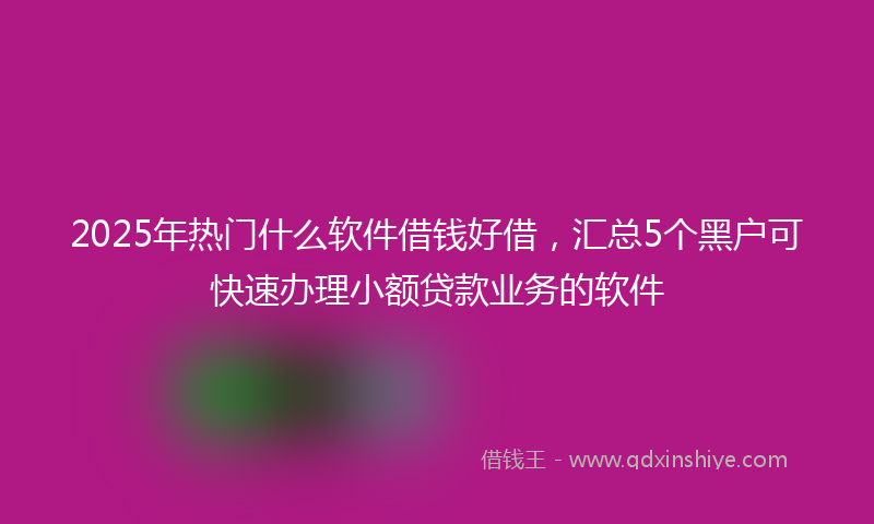 2025年热门什么软件借钱好借，汇总5个黑户可快速办理小额贷款业务的软件