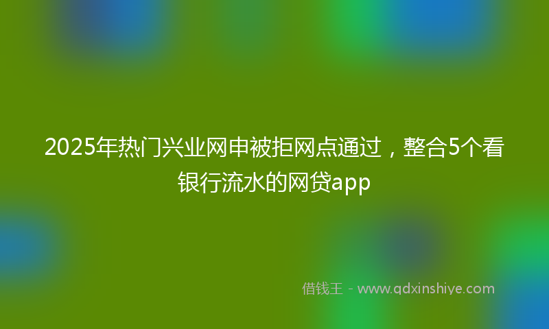 2025年热门兴业网申被拒网点通过，整合5个看银行流水的网贷app