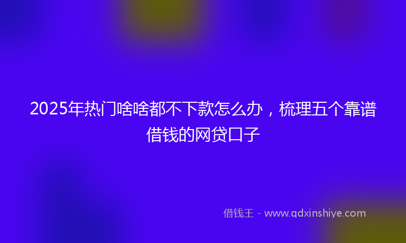 2025年热门啥啥都不下款怎么办，梳理五个靠谱借钱的网贷口子