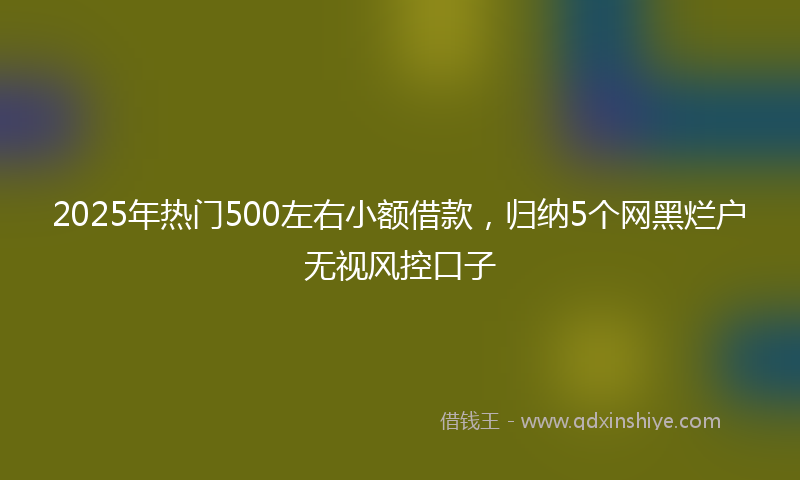 2025年热门500左右小额借款，归纳5个网黑烂户无视风控口子