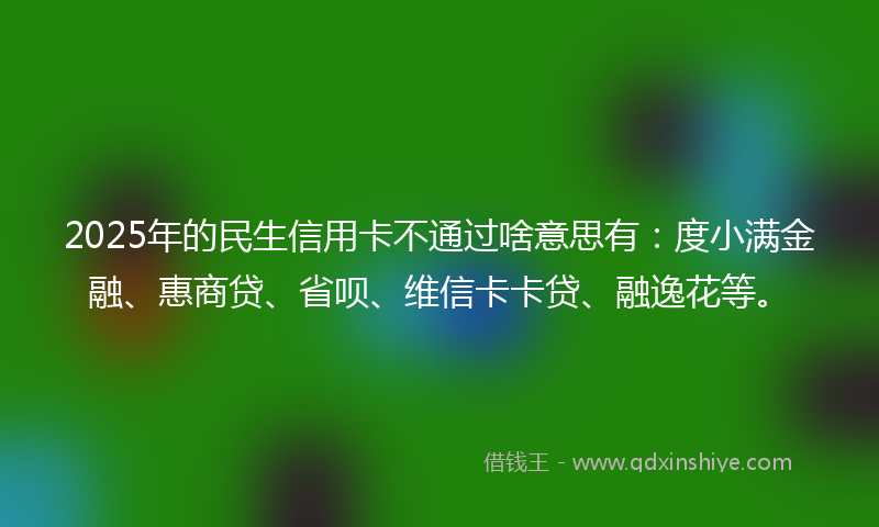 2025年的民生信用卡不通过啥意思有：度小满金融、惠商贷、省呗、维信卡卡贷、融逸花等。