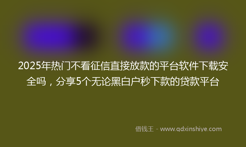 2025年热门不看征信直接放款的平台软件下载安全吗，分享5个无论黑白户秒下款的贷款平台