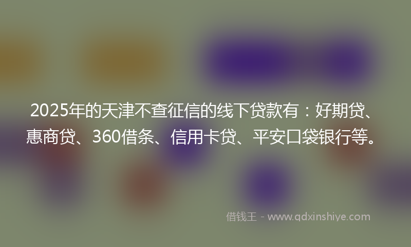 2025年的天津不查征信的线下贷款有：好期贷、惠商贷、360借条、信用卡贷、平安口袋银行等。