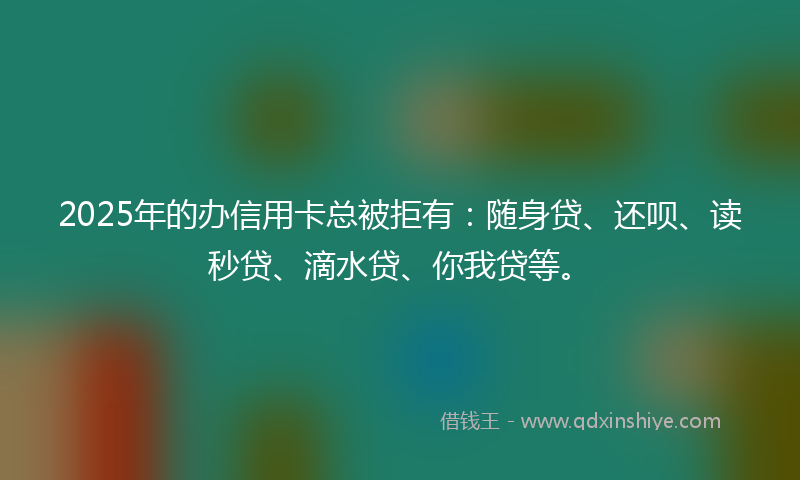 2025年的办信用卡总被拒有：随身贷、还呗、读秒贷、滴水贷、你我贷等。