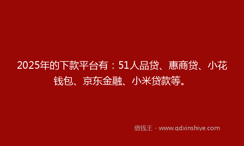 2025年的下款平台有：51人品贷、惠商贷、小花钱包、京东金融、小米贷款等。