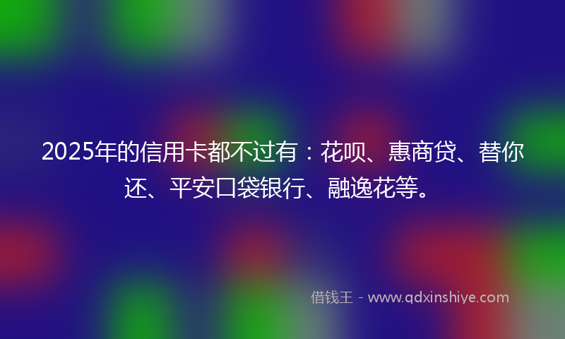 2025年的信用卡都不过有：花呗、惠商贷、替你还、平安口袋银行、融逸花等。