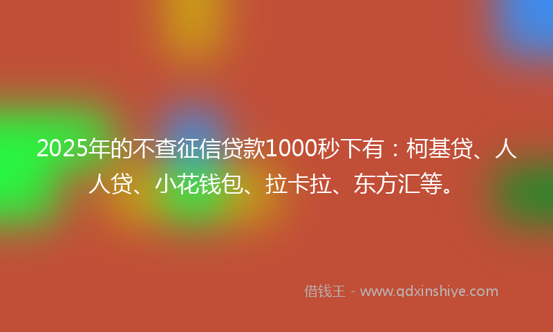 2025年的不查征信贷款1000秒下有：柯基贷、人人贷、小花钱包、拉卡拉、东方汇等。