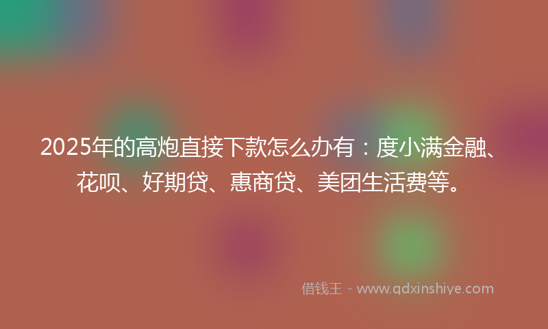 2025年的高炮直接下款怎么办有：度小满金融、花呗、好期贷、惠商贷、美团生活费等。