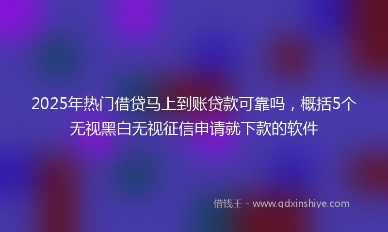 2025年热门借贷马上到账贷款可靠吗，概括5个无视黑白无视征信申请就下款的软件