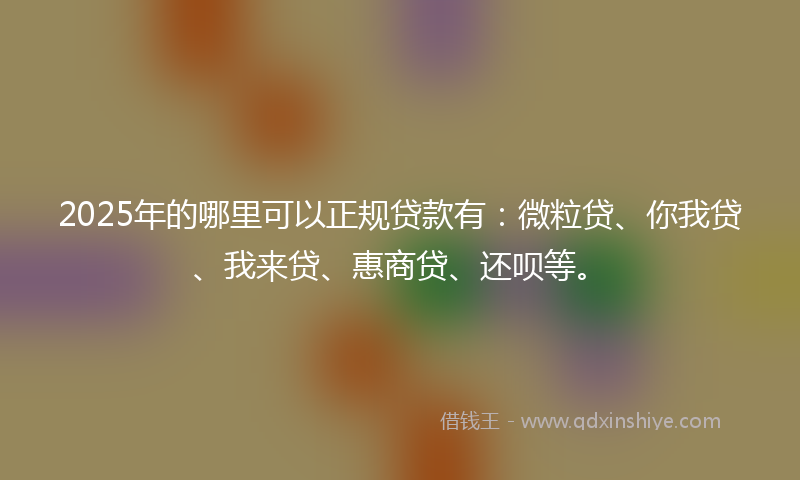2025年的哪里可以正规贷款有：微粒贷、你我贷、我来贷、惠商贷、还呗等。