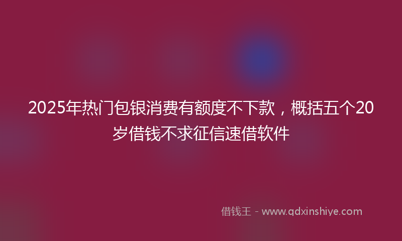 2025年热门包银消费有额度不下款，概括五个20岁借钱不求征信速借软件