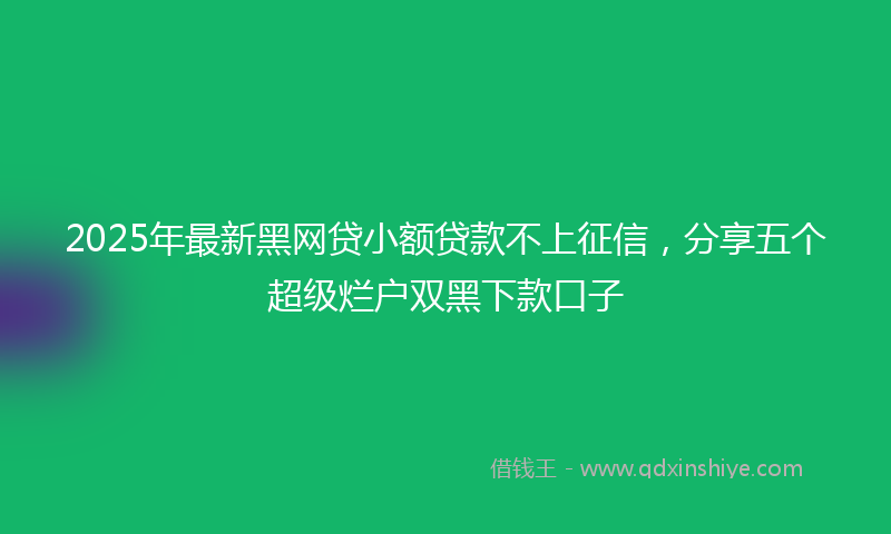 2025年最新黑网贷小额贷款不上征信，分享五个超级烂户双黑下款口子
