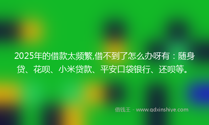 2025年的借款太频繁,借不到了怎么办呀有：随身贷、花呗、小米贷款、平安口袋银行、还呗等。