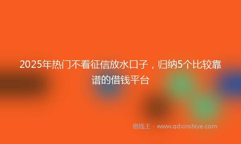 2025年热门不看征信放水口子，归纳5个比较靠谱的借钱平台