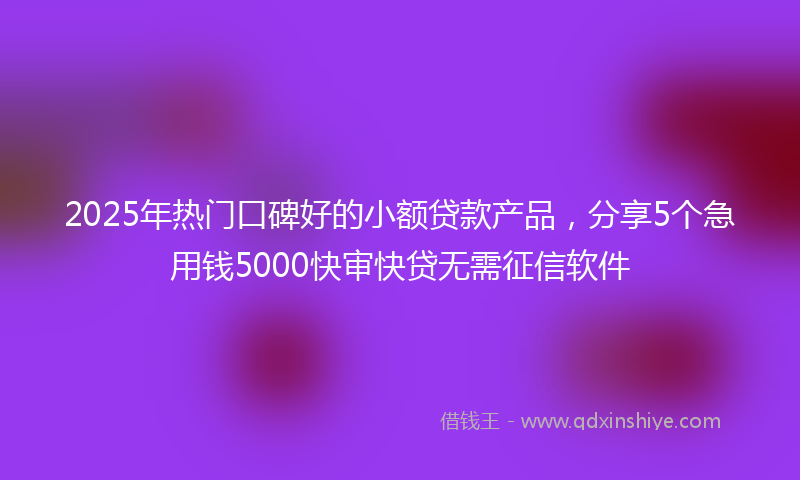 2025年热门口碑好的小额贷款产品，分享5个急用钱5000快审快贷无需征信软件