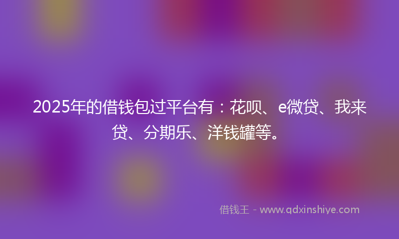 2025年的借钱包过平台有：花呗、e微贷、我来贷、分期乐、洋钱罐等。