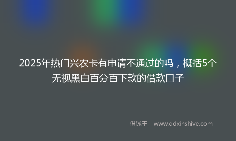 2025年热门兴农卡有申请不通过的吗，概括5个无视黑白百分百下款的借款口子