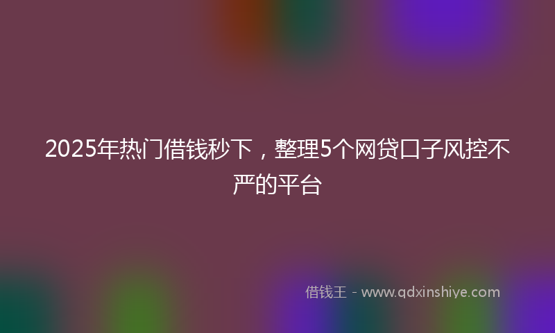 2025年热门借钱秒下，整理5个网贷口子风控不严的平台
