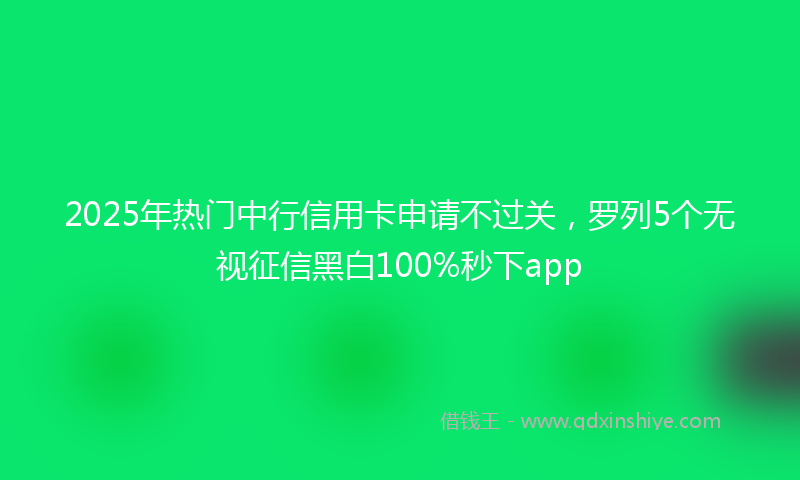 2025年热门中行信用卡申请不过关，罗列5个无视征信黑白100%秒下app