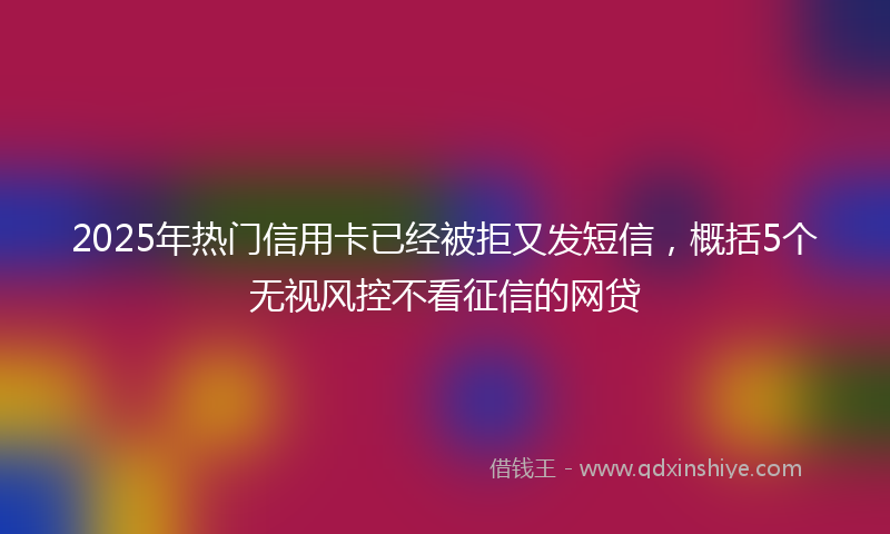2025年热门信用卡已经被拒又发短信，概括5个无视风控不看征信的网贷
