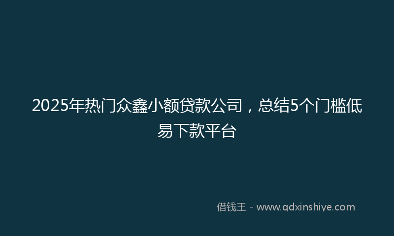 2025年热门众鑫小额贷款公司，总结5个门槛低易下款平台