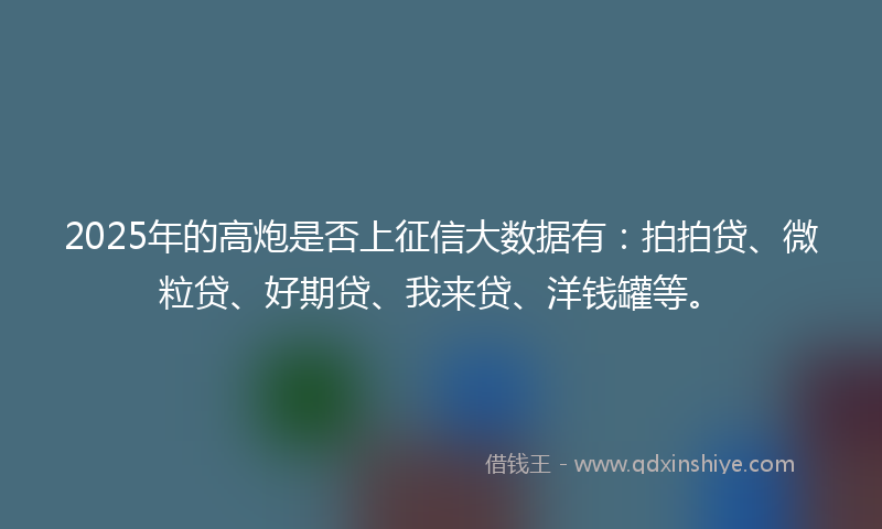 2025年的高炮是否上征信大数据有：拍拍贷、微粒贷、好期贷、我来贷、洋钱罐等。