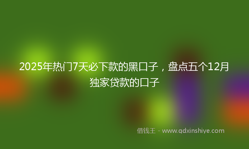 2025年热门7天必下款的黑口子，盘点五个12月独家贷款的口子