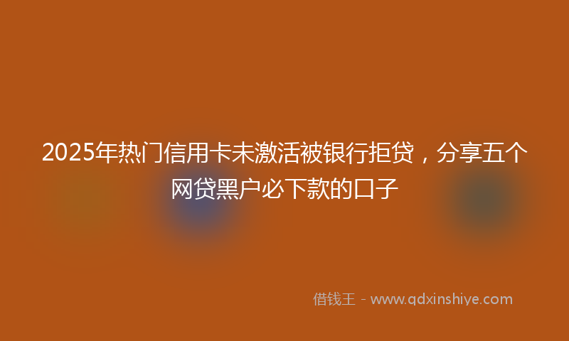 2025年热门信用卡未激活被银行拒贷，分享五个网贷黑户必下款的口子