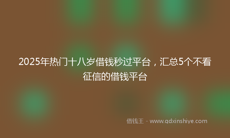 2025年热门十八岁借钱秒过平台，汇总5个不看征信的借钱平台