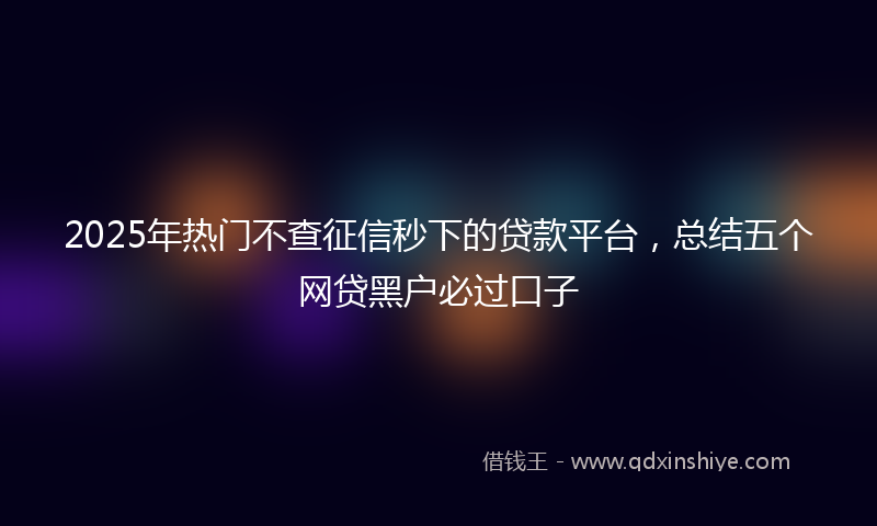 2025年热门不查征信秒下的贷款平台，总结五个网贷黑户必过口子