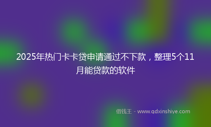 2025年热门卡卡贷申请通过不下款，整理5个11月能贷款的软件