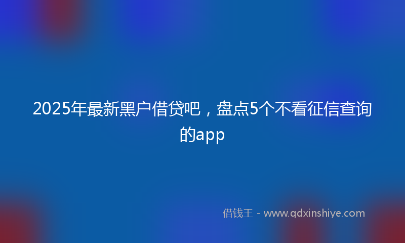 2025年最新黑户借贷吧，盘点5个不看征信查询的app