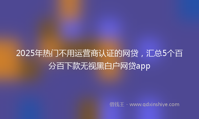 2025年热门不用运营商认证的网贷，汇总5个百分百下款无视黑白户网贷app