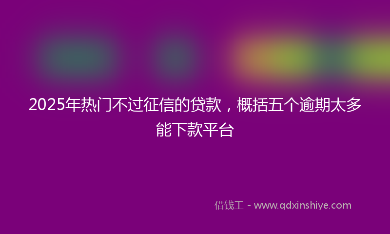 2025年热门不过征信的贷款，概括五个逾期太多能下款平台